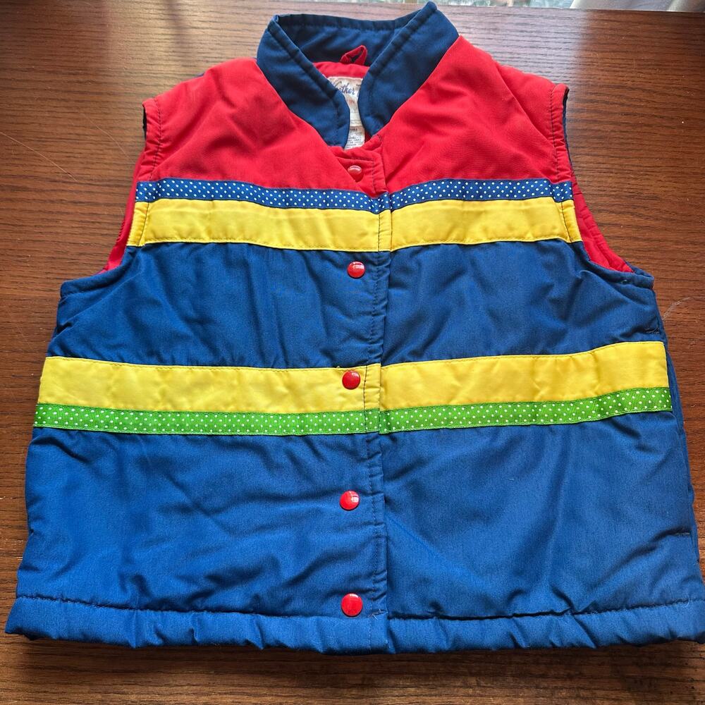 Vintage 80s-90s Color Block Kids 6X Puffer Vest I Weather Tamer l Retro